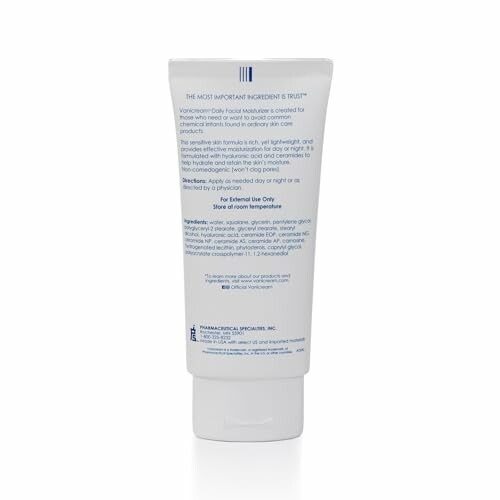 Back view of a skincare product tube with label details.